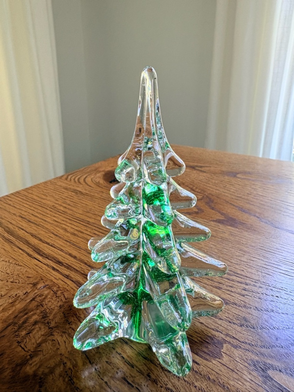 Vintage Glass Decorative Christmas Tree - Clear with Green Accents - Picture 3 of 10